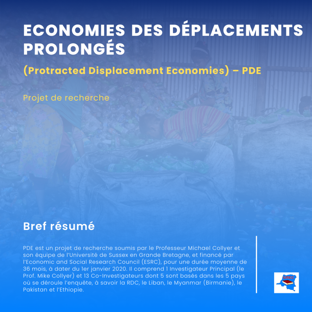 Projet de recherche « Economies des déplacements prolongés » (Protracted Displacement Economies) – PDE